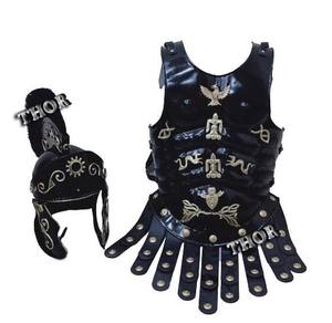 Armure médiéval de sorcellerie pour hommes, Costume de spartiates, casque, veste musculaire en cuir, Design en laiton - Product Image 1