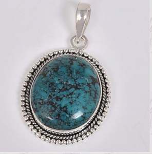 Colgante de plata de ley 925 hecho a mano, joyería de piedras preciosas turquesa, precio de fábrica al por mayor - Product Image 2