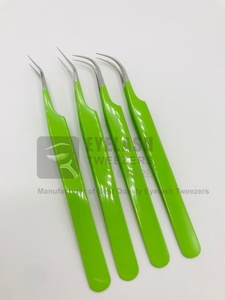 Pinzas para pestañas profesionales de acero inoxidable con recubrimiento en polvo de color personalizadas al por mayor agarre fuerte punta fina precisión duradera suave - Product Image 6