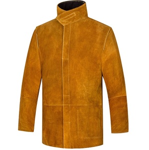 Veste de soudage en cuir robuste avec manchon résistant à la chaleur manteau en cuir de vache vêtements de sécurité pour hommes femmes - Product Image 6