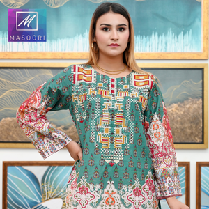Kurta/Kurti Masoori de Verano para Mujer, Estampado Digital Indio y Pakistaní, con Trabajo de Lentejuelas, Marca Masoori - Product Image 5