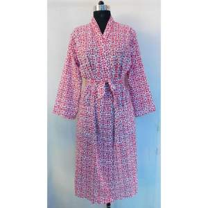 ชุดคลุมกิโมโนผ้าฝ้ายพิมพ์ลายบล็อกสำหรับผู้หญิงไซส์ใหญ่ ใส่สบาย ระบายอากาศดี เหมาะสำหรับฤดูร้อน ขายส่ง - Product Image 1