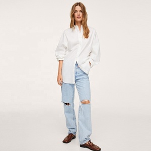 Camicie in cotone bianco leggero a maniche lunghe da <span class=keywords><strong>donna</strong></span> MANNI da <span class=keywords><strong>donna</strong></span> camicie Casual - Product Image 3