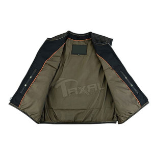 Chaleco de cuero de invierno de estilo informal para hombre con cuello mandarín, diseño de logotipo personalizado, material de lona transpirable, uso exterior - Product Image 5