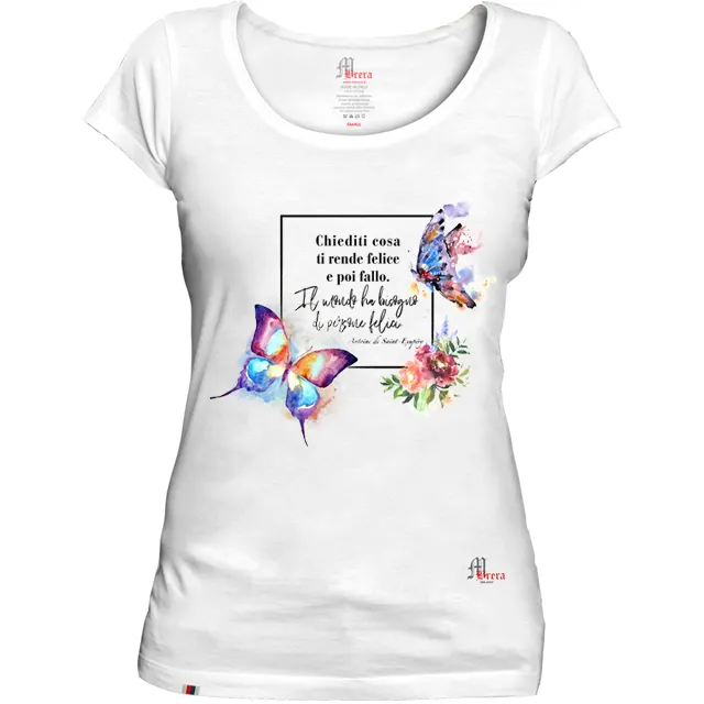 Woman Tshirt 100% cotton 160gr printed high quality made in italy new collection Butterfly