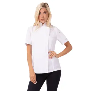 New Arrival Front Covered Cheap sale Solid Color Kitchen Work uniform for Lady Chef for Hotels