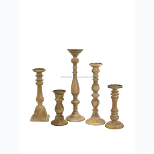 Portavelas tradicional al por mayor, soportes de velas de pilar de madera decorativos con diferentes diseños de proveedores indios - Product Image 3