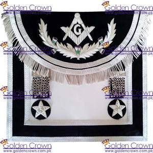 Tablier de broderie fait à la main Master Mason Scottish Rite Noir Argent avec Badges en métal Vinework Fournisseur de tablier maçonnique Regalia - Product Image 6