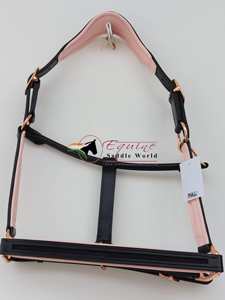 Trainer Choice Luxury Horse Tack Halter de haute qualité avec canal vide et rembourrage rose sur la pièce de joue du nez - Product Image 6