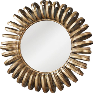 Espejos de pared decorativos redondos de metal Diseño exclusivo de marco de metal de vidrio de madera para decoración del hogar Baño Sala de estar - Product Image 1