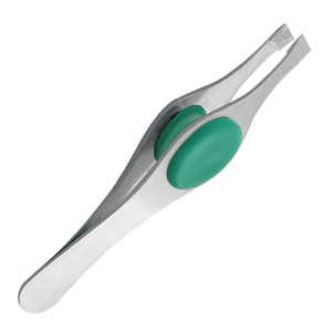 Pincettes à pointe inclinée plate revêtues de poudre bleue, pincettes à sourcils professionnelles beauté des cheveux pincettes en acier inoxydable - Product Image 4