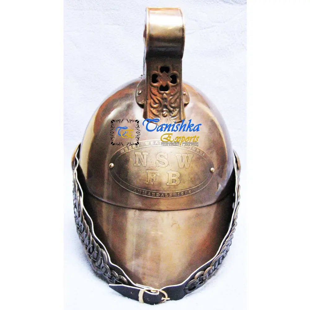 Немецкий латунный античный позолоченный старинный пожарный армированный шлем для украшения шлем Стандартный коричневый античный
