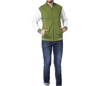 Blouson bomber de baseball pour hommes, logo imprimé personnalisé, en polyester uni, noir, vente en gros - Product Image 5