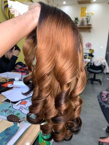 Highlight <b>Brown</b> Color <b>Wig</b> Vietnamese HD Luxury Front Closure Virgin Cuticle Aligned Remy Hair Single Weft Extensions - Product Image 5