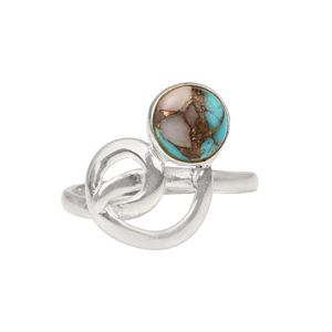Bague ronde personnalisée de 8mm en argent sterling avec pierres précieuses, opale rose naturelle, cuivre, turquoise, éternité, vermeil, fabricant de bijoux - Product Image 6