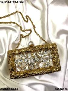 Designer Handmade Brass Mother of <b>Pearl</b> <b>Clutch</b> Bag Exclusive Bridal Wedding <b>Clutches</b> for Evenings - Product Image 2