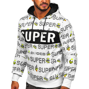 Sudaderas con capucha de tela polar para hombre, jersey con estampado personalizado, color blanco - Product Image 1