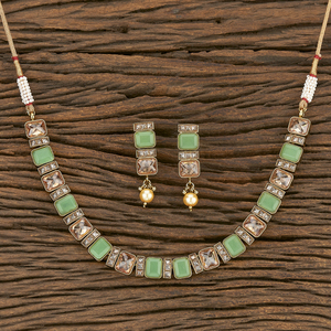 Mehndi Plated Antique Delicate <b>Necklace</b> Set 206946 - Product Image 5