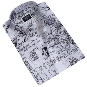 White Writing Print Men Shirt