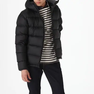 Üst kaput ile 2024 özel OEM siyah kirpi ceketler erkekler kış ceket açık tam sıcak yastıklı erkek ceketler açık moda