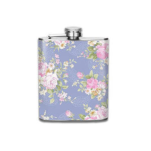 Sexy Floral Printed Enamel Wine Bottle Steel Hot Selling and High Quality Handmade Direct OEM Factory Sale 8 oz - Product Image 1