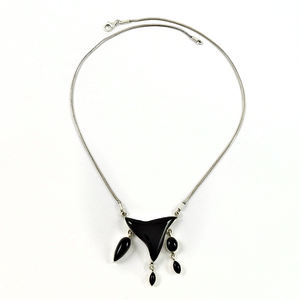 สร้อยคอพลอยโอนิกซ์สีดำธรรมชาติทำด้วยมือทำจากเงิน925เหมาะสำหรับผู้หญิงเด็กผู้หญิงเครื่องประดับแฮนด์เมด - Product Image 1