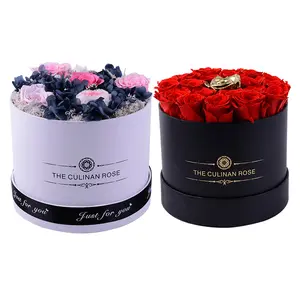 Grosir MOQ Rendah Grosir Kotak Bunga Mawar Selamanya Dalam Ruangan Diawetkan Mawar Stabil untuk Valentine