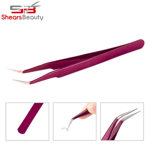 Pince à épiler à embouts droits et incurvés en acier inoxydable Outil de beauté pour extensions de cils - Product Image 6