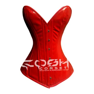 COSH CORSET Overbust Steelboned Red PVC Corset Wholesale Adjustable Fashion And Party Wear Red PVC Corset Top Vendors Exporter