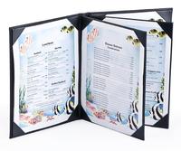 Nouvelle mode à la mode en cuir Menu couverture de livre moderne en cuir PU porte-cartes 4 Pages 6 Voir en gros à bas prix
