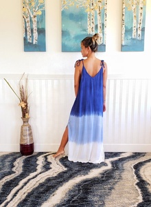 Robe ample longue pour femmes, tenue élégante, coupe ample, longueur au sol, Style Boho, Maxi dégradé, avec poches, ficelle d'épaule réglable - Product Image 3