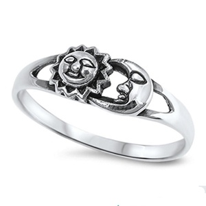 Anillo de Eternidad Personalizado de Plata de Ley 925 para Mujer, Chapado en Rodio, Diseño de Sol, Luna, Universo, Espacio, Joyería para Parejas, Regalo para Oficina/Trabajo - Product Image 1