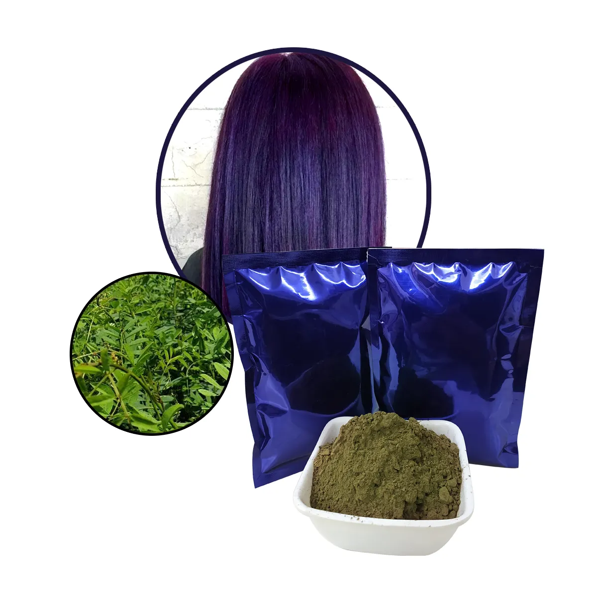 No Ammonia Hair Colour Pure Organic Indigo Powder Hair Dye Color Best Selling Product 2021