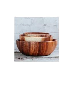 Cuenco decorativo de madera para servir, juego de diferentes tamaños para ensalada, tazón de sopa, mesa para pulido hecho a mano - Product Image 1