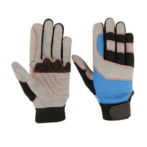 Gants de mécanicien en cuir à demi-doigts, respirants, coupe-vent, rayés noirs, pour travaux extérieurs/intérieurs, sécurité, construction, automobile - Product Image 4