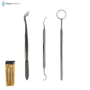 Dental examination set 3 PCS Dental Probe Tweezer and Mouth Mirror With Handle - Product Image 2