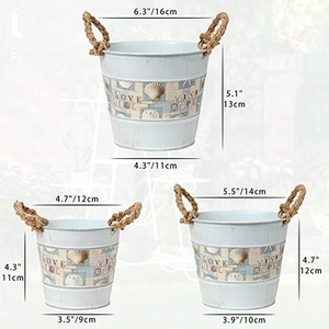 Galvanized <b>Tin</b> Planter Vintage Galvanized Metal <b>Bucket</b> Pot for Farmhouse Indoor Home Decor Flowers vase customization - Product Image 6