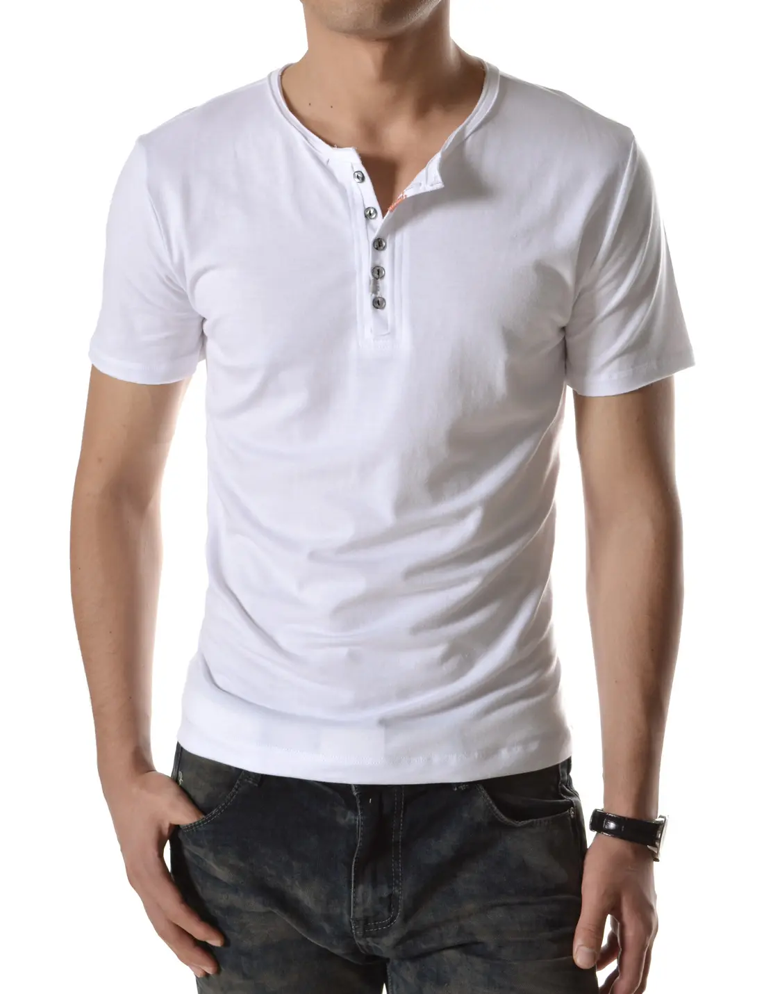 Benutzer definierte Herren Halbarm Knöpfe Henley Neck T-Shirts Neuankömmling Männer lässig atmungsaktiv Henley Kragen Halbarm Slim Fit