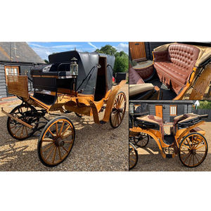 Wagon tiré par des chevaux Landau touristique britannique chariot cheval Landau noir royal européen magnifique entraîneur de chevaux de tourisme Barouche - Product Image 1