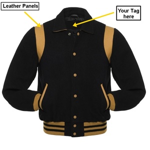 Winter Street Fashion Men's Wool Body and Leather Fashion Panel Men / Female Varsity Jackets & <b>Coat</b> OEM Services - Product Image 3