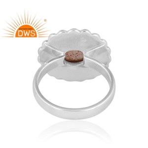 Oxidized Sterling Silver Stackable <b>Ring</b> Doublet Sunstone <b>Crystal</b> Gemstone <b>Ring</b> Certificated Wholesale Silver Jewelry - Product Image 4