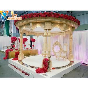 Increíble Diseño de Mandap Redondo para Bodas, Mandap Redondo de 4 Pilares para Bodas Indias, Decoración de Mandap de Lujo, Suministros para Escenarios de Eventos Hindúes - Product Image 1