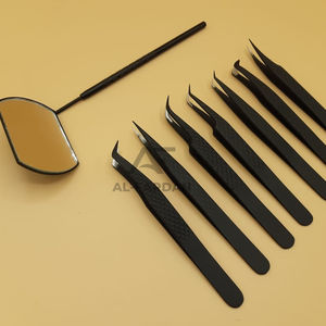 Pinzas profesionales para extensiones de pestañas de Color negro mate, agarre de diamante, pinzas para pestañas puntiagudas y de volumen de acero inoxidable sólido - Product Image 1