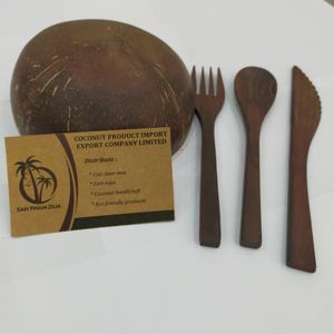 Cubiertos de coco ecológicos de alta calidad-Juego de tenedor de cuchara para viajar Utensilios de cocina para acampar-Ingredientes naturales - Product Image 3