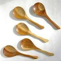 Cuillère à riz en bois de teck de 9,1 pouces, style moderne, faite à la main, décorative, accessoire pour la maison, la cuisine, le salon, la table basse
