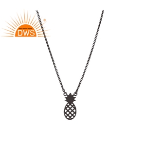 สีดำออกซิไดซ์925เงินสเตอร์ลิงแฮนด์เมดสับปะรดสไตล์โซ่จี้เครื่องประดับผู้หญิงผู้ผลิตเครื่องประดับ - Product Image 1