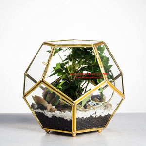 Gold Plated Frame Glass <b>Terrarium</b> Planter Vase High Quality Handicraft Home Decorative Flower Pots Factory Direct <b>Sales</b> - Product Image 3