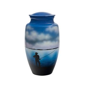 Fabricantes de tema impreso aluminio cremación urna metal moderno adulto cenizas urna cremación al por mayor en el precio más bajo - Product Image 1