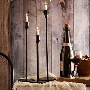 Customisable metal <b>black</b> <b>candle</b> holders set of 3 Centerpiece <b>candle</b> <b>stick</b> holder for decoration - Product Image 5