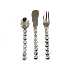 Ensemble de couverts rustiques en acier inoxydable couverts pour bébé ensemble de couverts à poignée torsadée avec petites boules en argent - Product Image 1